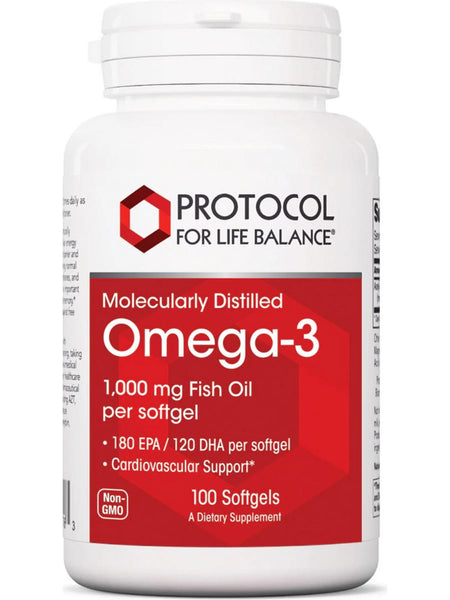 Protocol For Life Balance, Molecularly Distilled Omega-3, 1,000 mg, 100 Softgels