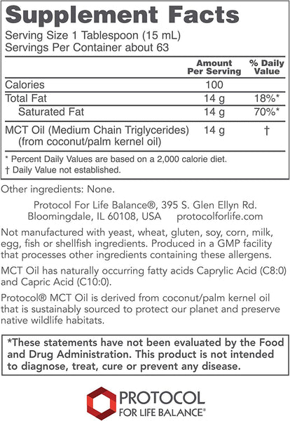 Protocol For Life Balance, Pure, MCT Oil, 32 fl oz (946 mL)
