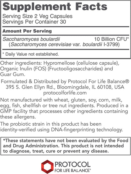 Protocol For Life Balance, Saccharomyces Boulardii, 60 Veg Capsules
