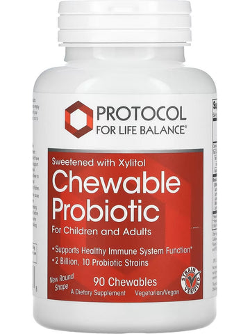 Protocol For Life Balance, Chewable Probiotic 10,000, For Children and Adults, 90 Chewables