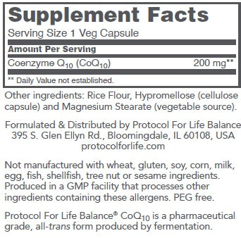 Protocol For Life Balance, CoQ10, 200 mg, 30 Veg Capsules