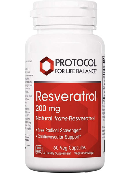 Protocol For Life Balance, Resveratrol, 200 mg, 60 Veg Capsules