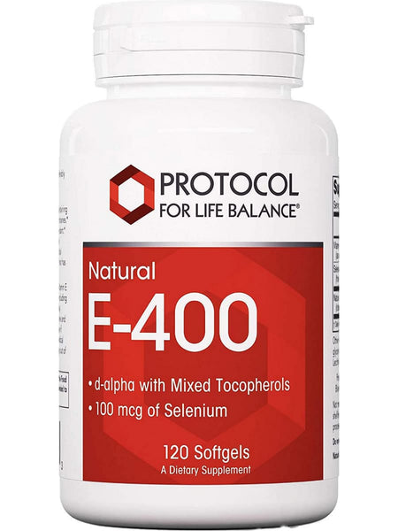 Protocol For Life Balance, E-400 268 mg (400 IU), 120 Softgels