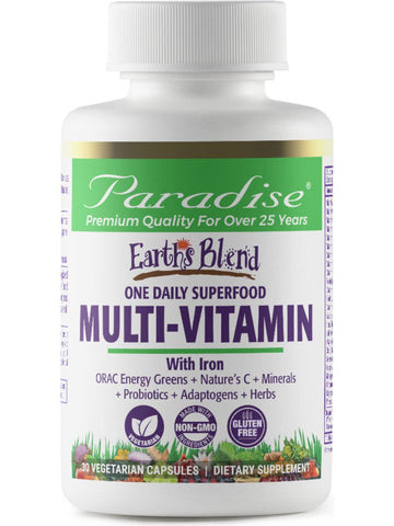 Paradise Herbs, Earth's Blend, Multivitamin with Iron, 30 vegetarian capsules
