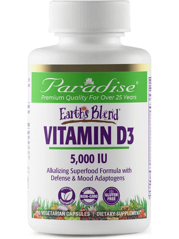 Paradise Herbs, Earth's Blend, Vitamin D3, 5000 UI, 90 vegetarian capsules