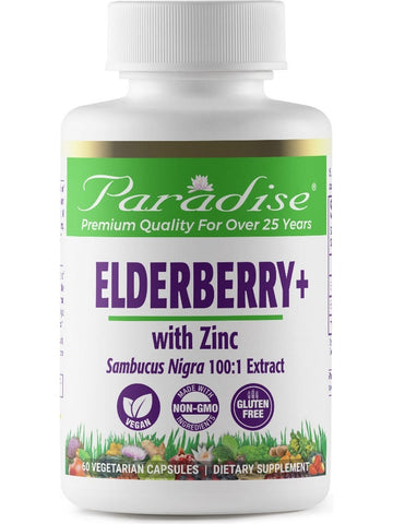 Paradise Herbs, Elderberry +, with Zinc, 60 vegetarian capsules