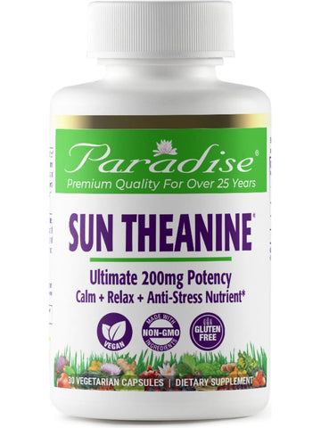 Paradise Herbs, Sun Theanine, 200mg, 30 vegetarian capsules