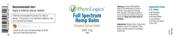 PhytoLogica, Full Spectrum Hemp Balm, 250 mg, 1 oz
