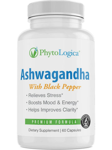 PhytoLogica, Ashwagandha, With Black Pepper, 60 Capsules