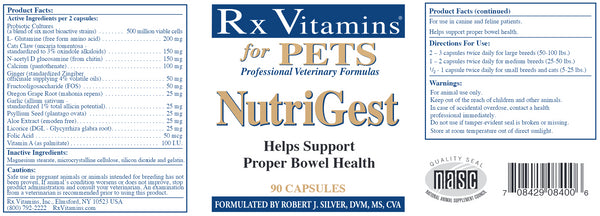 Rx Vitamins for Pets, NutriGest, 90 Capsules