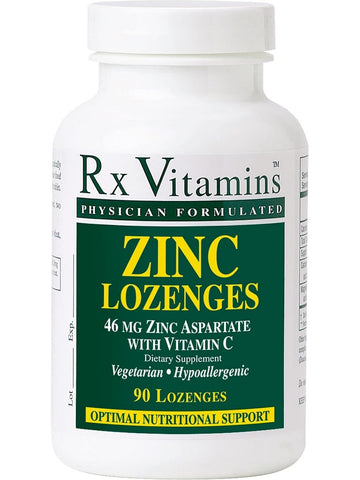 Rx Vitamins, Zinc Lozenges, 46 mg Zinc Aspartate with Vitamin C, 90 Lozenges