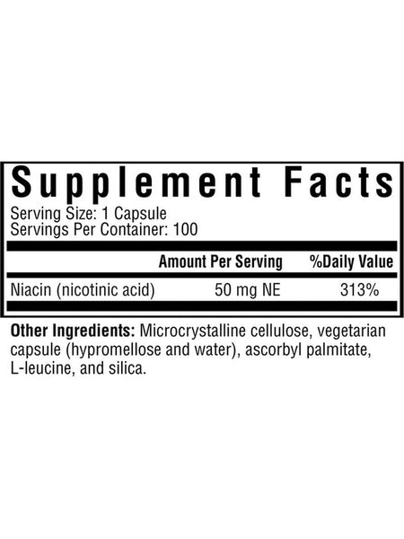 Seeking Health, Niacin 50 mg, 100 vegetarian capsules