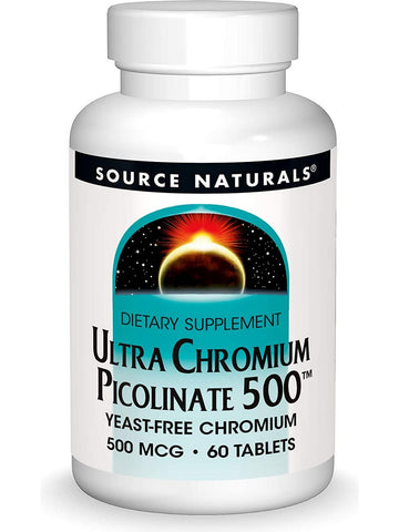 Source Naturals, Ultra Chromium Picolinate 500™ Yeast-Free Chromium 500 mcg, 60 tablets