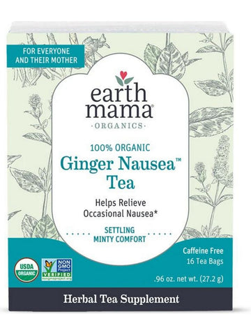 Earth Mama, Ginger Nausea Tea Organic, 16 Tea Bags