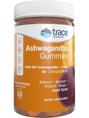 Trace Minerals, Ashwagandha Gummies, Passion Fruit Orange Flavor, 60 Gummies