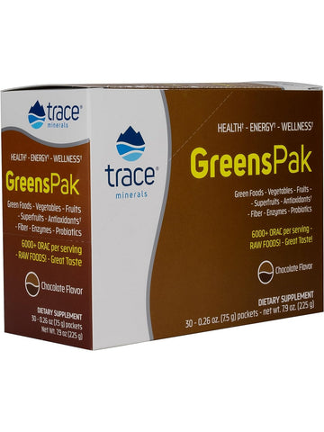 Trace Minerals, Greens Pak, Chocolate, 30 Packets