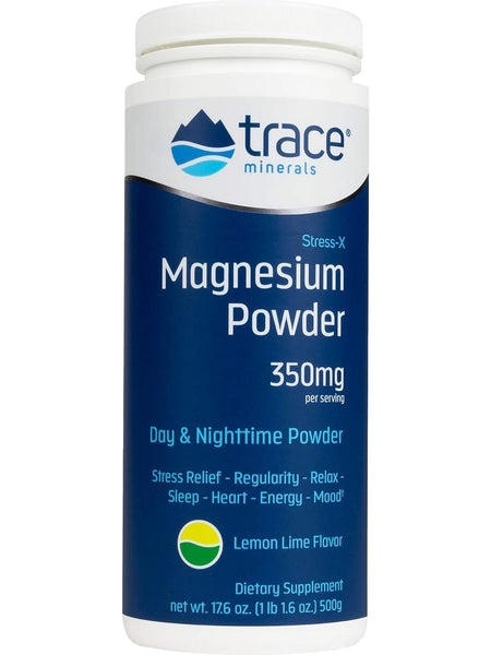 Trace Minerals, Stress X Magnesium Powder, Lemon Lime, 17.6 oz