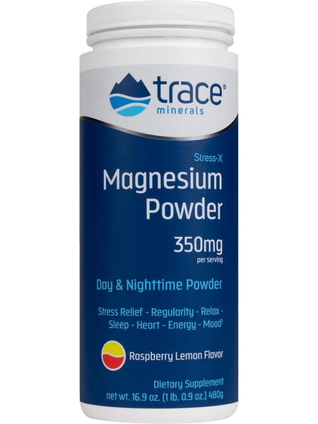 Trace Minerals, Stress X Magnesium Powder Rasp, Lemon, 16.9 oz