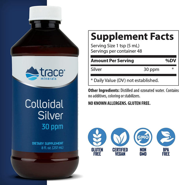 Trace Minerals, Colloidal Silver 30 PPM, 8 oz