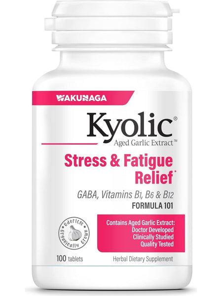 Wakunaga, Kyolic, Stress & Fatigue Relief, GABA, Vitamins B1, B6 & B12 Formula 101, 100 Tablets