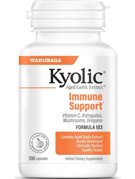 Wakunaga, Kyolic, Immune Support, Vitamin C, Astragalus, Mushrooms, Oregano Formula 103, 100 Capsules