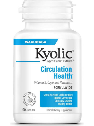 Wakunaga, Kyolic, Circulation Health, Vitamine E, Cayenne, Hawthorn Formula 106, 100 Capsules