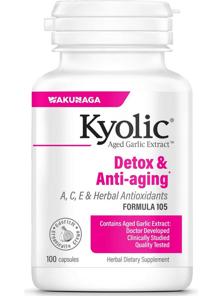 Wakunaga, Kyolic, Detox & Anti-aging, A,C,E & Herbal Antioxidants Formula 105, 100 Capsules