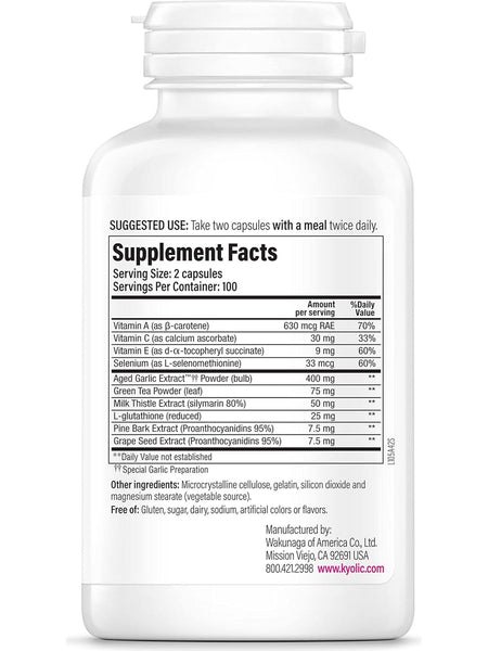 Wakunaga, Kyolic, Detox & Anti-aging, A,C,E & Herbal Antioxidants Formula 105, 200 Capsules