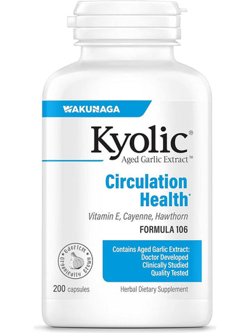 Wakunaga, Kyolic, Circulation Health, Vitamine E, Cayenne, Hawthorn Formula 106, 200 Capsules