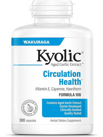 Wakunaga, Kyolic, Circulation Health, Vitamine E, Cayenne, Hawthorn Formula 106, 300 Capsules
