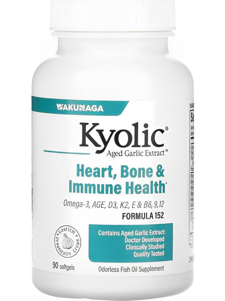 Wakunaga, Kyolic, Heart, Bone & Immune Health Formula 152, 90 Softgels